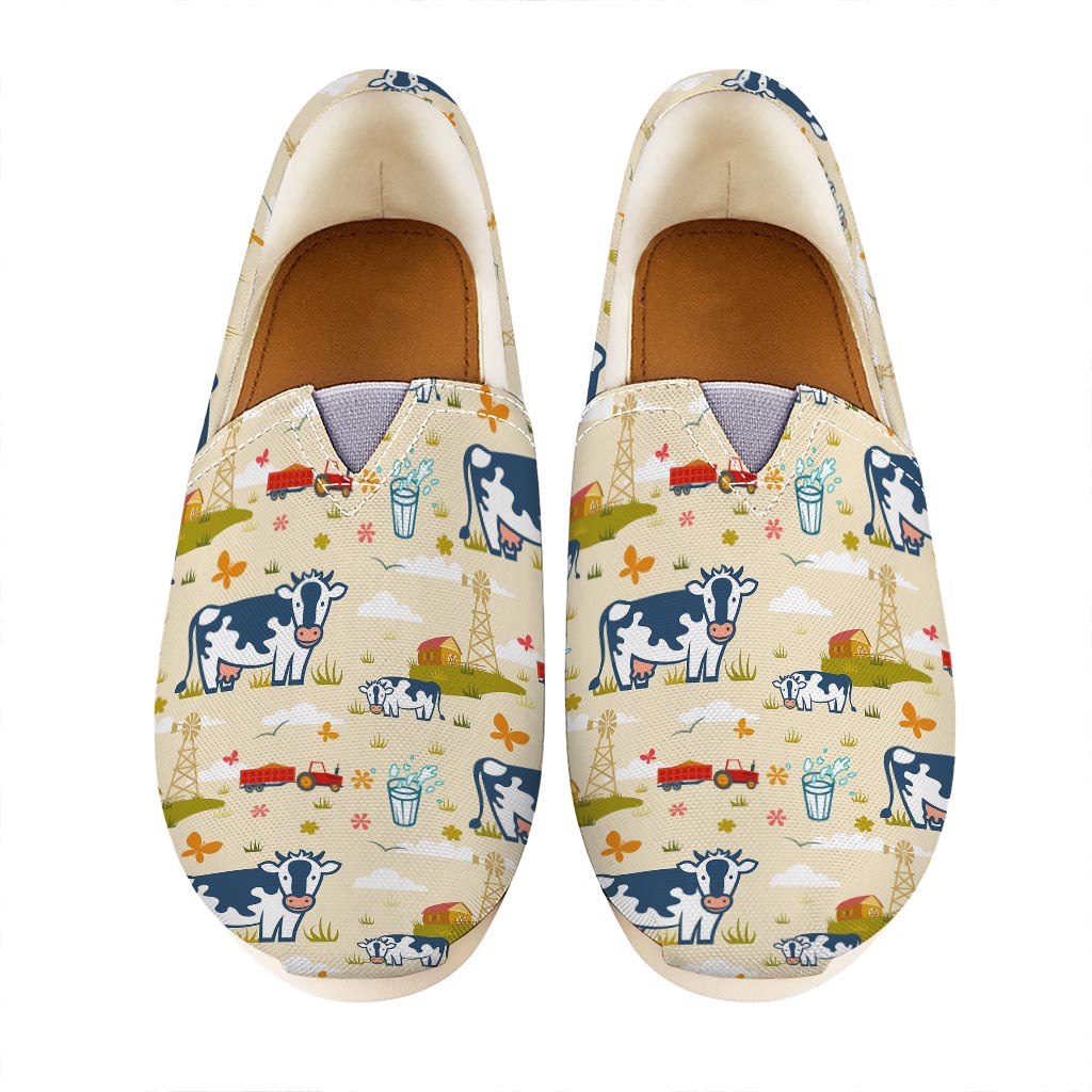 Cartoon Dairy Cow Farm Pattern Print Casual Shoes