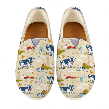 Cartoon Dairy Cow Farm Pattern Print Casual Shoes