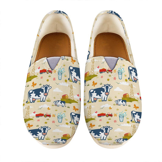 Cartoon Dairy Cow Farm Pattern Print Casual Shoes