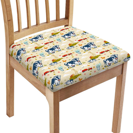Cartoon Dairy Cow Farm Pattern Print Chair Cushion Cover