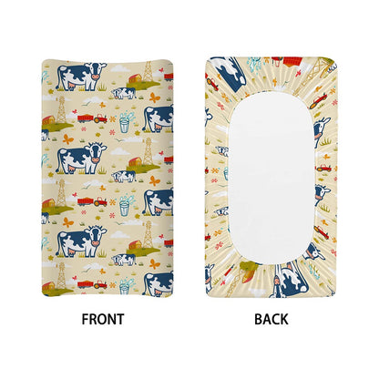 Cartoon Dairy Cow Farm Pattern Print Changing Pad Cover
