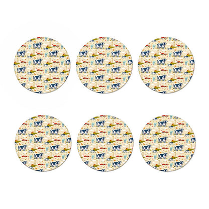 Cartoon Dairy Cow Farm Pattern Print Coaster Set