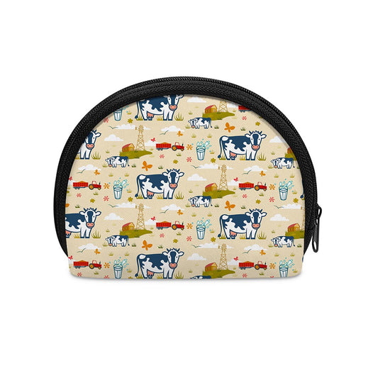 Cartoon Dairy Cow Farm Pattern Print Coin Purse