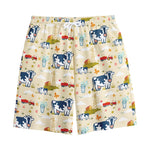 Cartoon Dairy Cow Farm Pattern Print Cotton Shorts