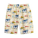 Cartoon Dairy Cow Farm Pattern Print Cotton Shorts