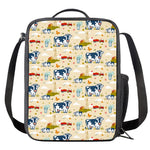 Cartoon Dairy Cow Farm Pattern Print Crossbody Lunch Bag
