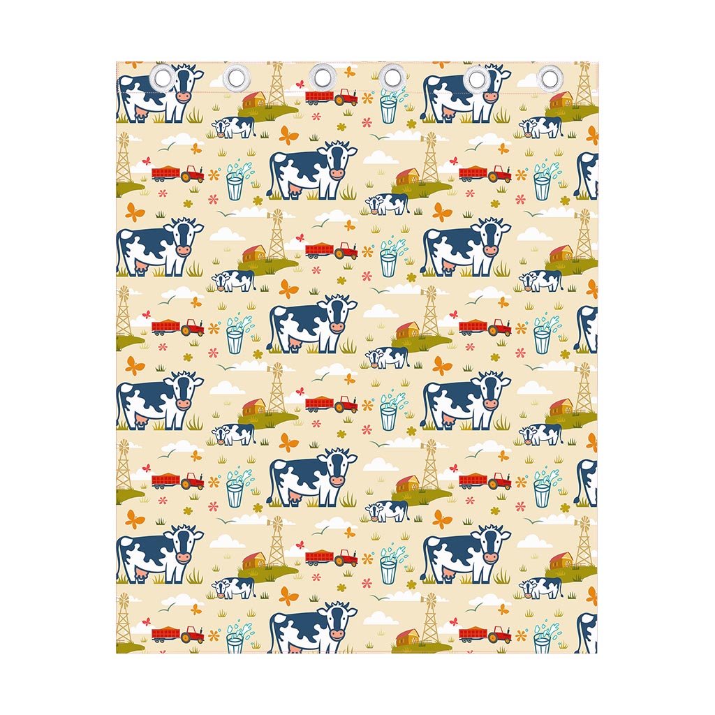 Cartoon Dairy Cow Farm Pattern Print Curtain