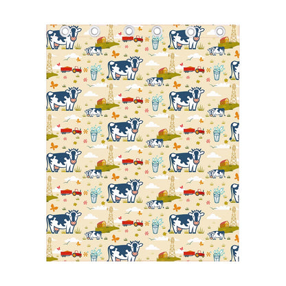 Cartoon Dairy Cow Farm Pattern Print Curtain