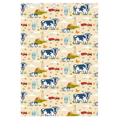 Cartoon Dairy Cow Farm Pattern Print Curtain