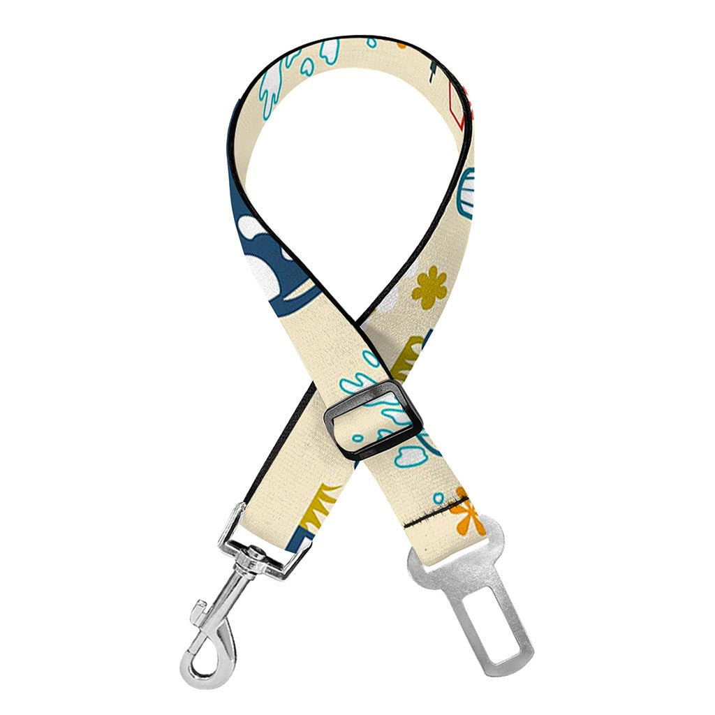 Cartoon Dairy Cow Farm Pattern Print Dog Seat Belt