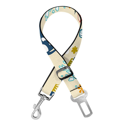 Cartoon Dairy Cow Farm Pattern Print Dog Seat Belt