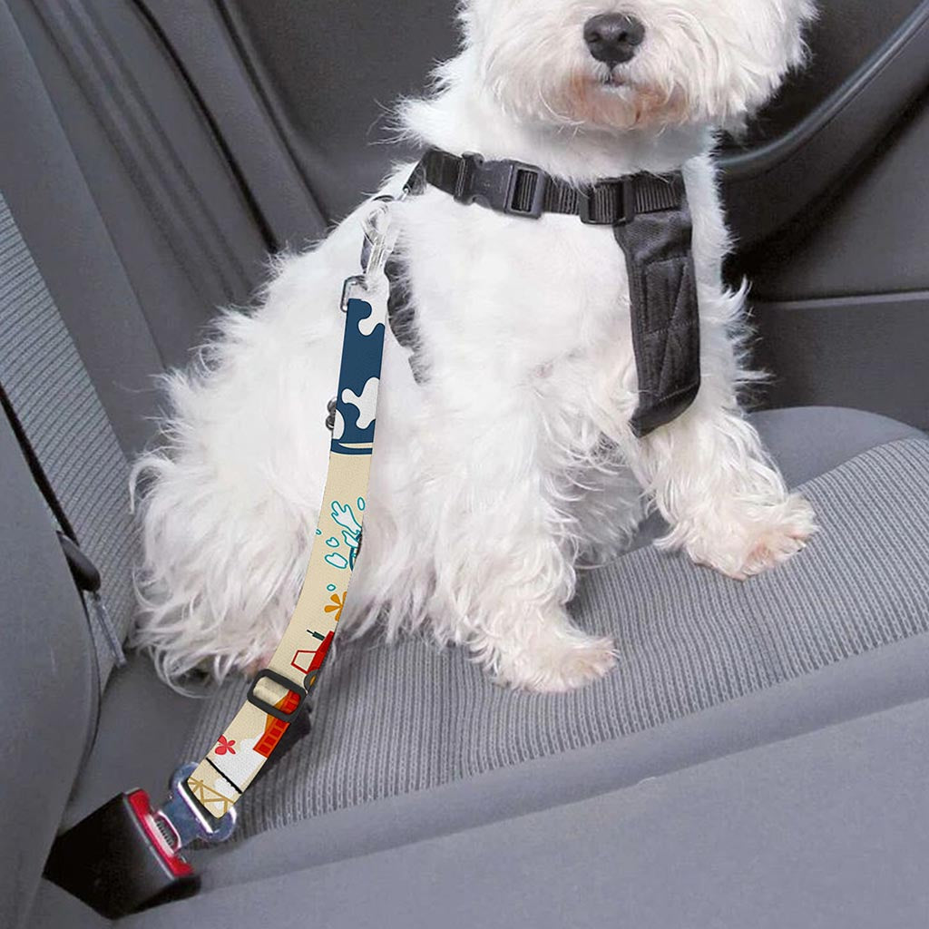 Cartoon Dairy Cow Farm Pattern Print Dog Seat Belt