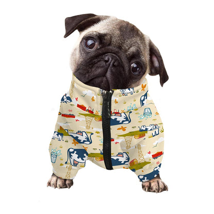 Cartoon Dairy Cow Farm Pattern Print Dog Zip Up Jacket
