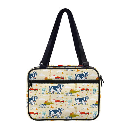 Cartoon Dairy Cow Farm Pattern Print Double Strap Bible Bag