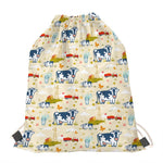 Cartoon Dairy Cow Farm Pattern Print Drawstring Bag