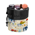 Cartoon Dairy Cow Farm Pattern Print Drawstring Makeup Bag