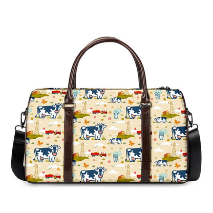 Cartoon Dairy Cow Farm Pattern Print Duffle Bag