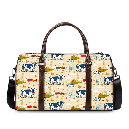 Cartoon Dairy Cow Farm Pattern Print Duffle Bag