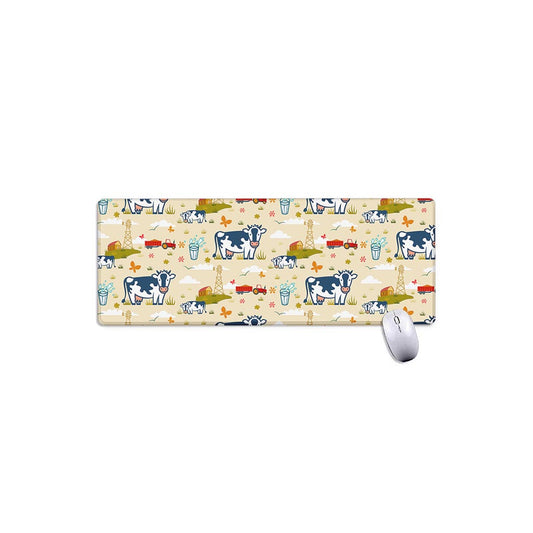 Cartoon Dairy Cow Farm Pattern Print Extended Mouse Pad