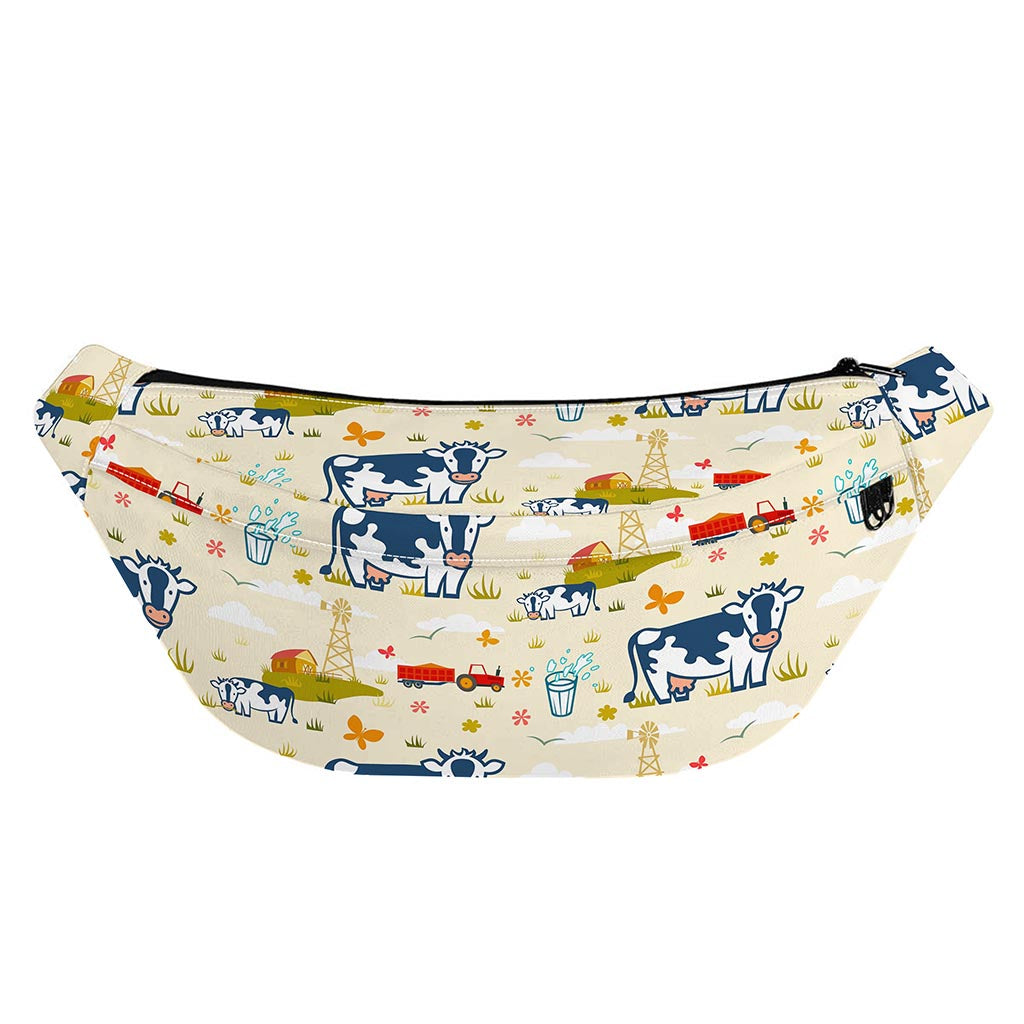 Cartoon Dairy Cow Farm Pattern Print Fanny Pack