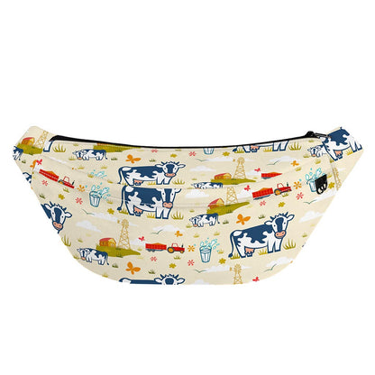 Cartoon Dairy Cow Farm Pattern Print Fanny Pack