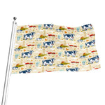 Cartoon Dairy Cow Farm Pattern Print Flag