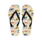 Cartoon Dairy Cow Farm Pattern Print Flip Flops