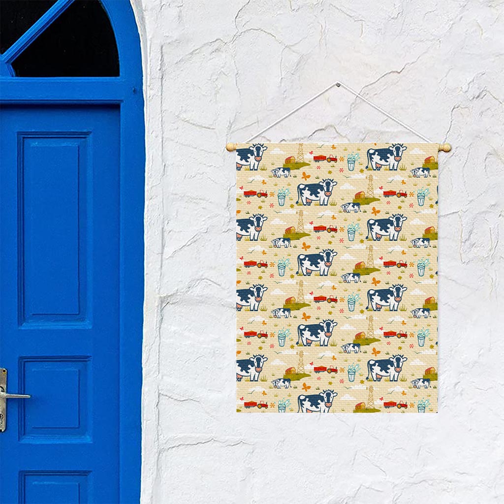 Cartoon Dairy Cow Farm Pattern Print Garden Flag