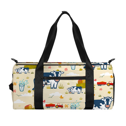 Cartoon Dairy Cow Farm Pattern Print Gym Bag