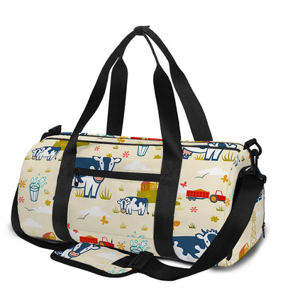 Cartoon Dairy Cow Farm Pattern Print Gym Bag