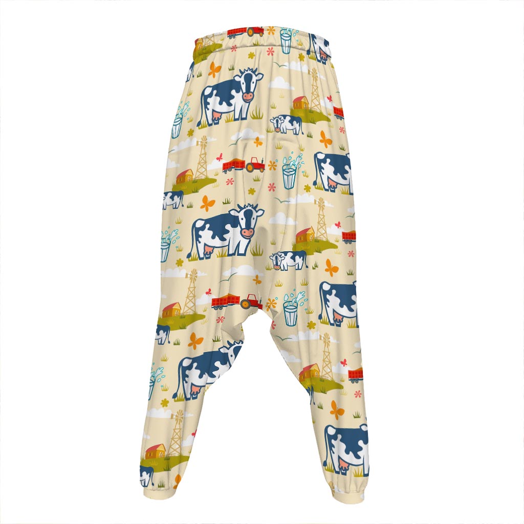 Cartoon Dairy Cow Farm Pattern Print Hammer Pants
