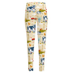 Cartoon Dairy Cow Farm Pattern Print High-Waisted Pocket Leggings