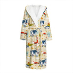 Cartoon Dairy Cow Farm Pattern Print Hooded Bathrobe