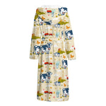 Cartoon Dairy Cow Farm Pattern Print Hooded Bathrobe