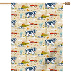 Cartoon Dairy Cow Farm Pattern Print House Flag