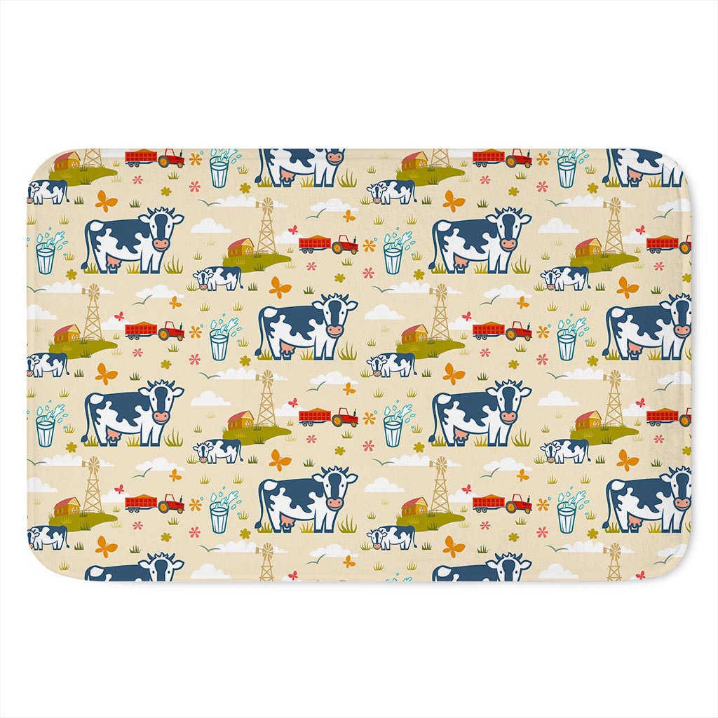 Cartoon Dairy Cow Farm Pattern Print Indoor Door Mat