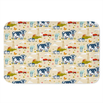 Cartoon Dairy Cow Farm Pattern Print Indoor Door Mat