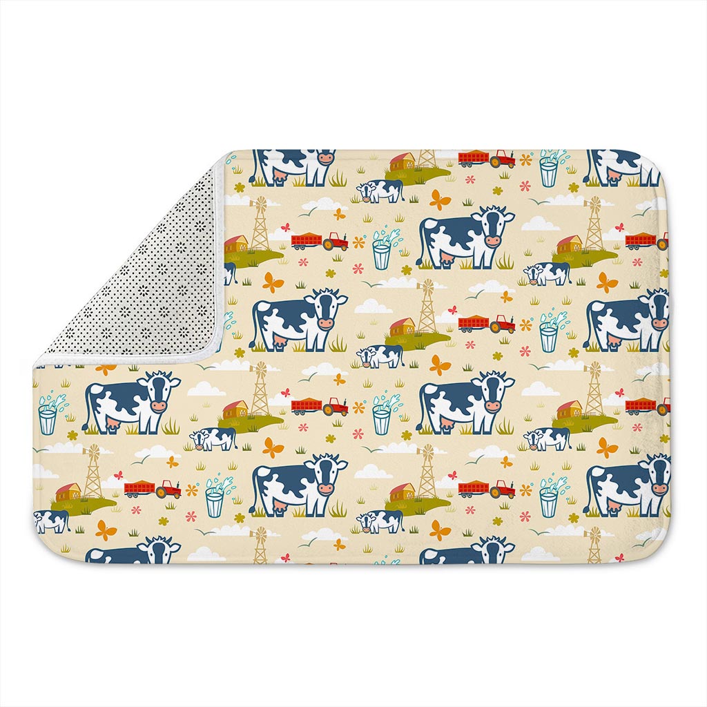 Cartoon Dairy Cow Farm Pattern Print Indoor Door Mat