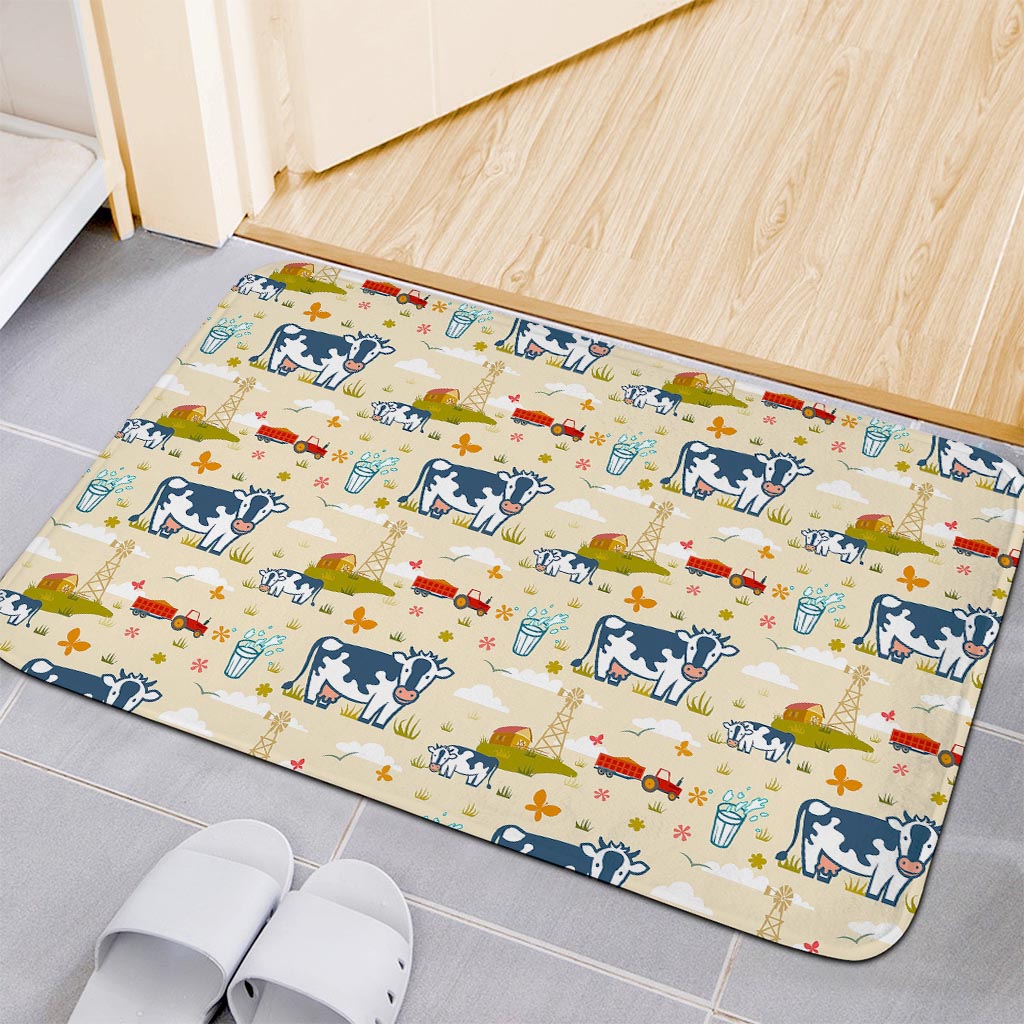 Cartoon Dairy Cow Farm Pattern Print Indoor Door Mat