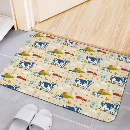 Cartoon Dairy Cow Farm Pattern Print Indoor Door Mat