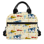 Cartoon Dairy Cow Farm Pattern Print Insulated Lunch Bag