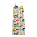 Cartoon Dairy Cow Farm Pattern Print Jersey Midi Cami Dress