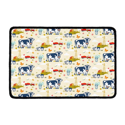 Cartoon Dairy Cow Farm Pattern Print Kitchen Mat