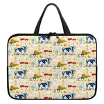 Cartoon Dairy Cow Farm Pattern Print Laptop Sleeve With Handle