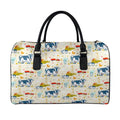 Cartoon Dairy Cow Farm Pattern Print Leather Duffel Bag