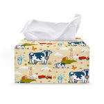 Cartoon Dairy Cow Farm Pattern Print Leather Tissue Box Cover