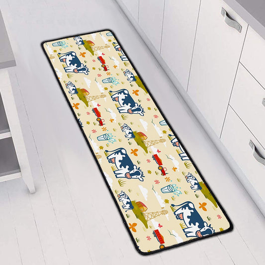 Cartoon Dairy Cow Farm Pattern Print Long Kitchen Mat