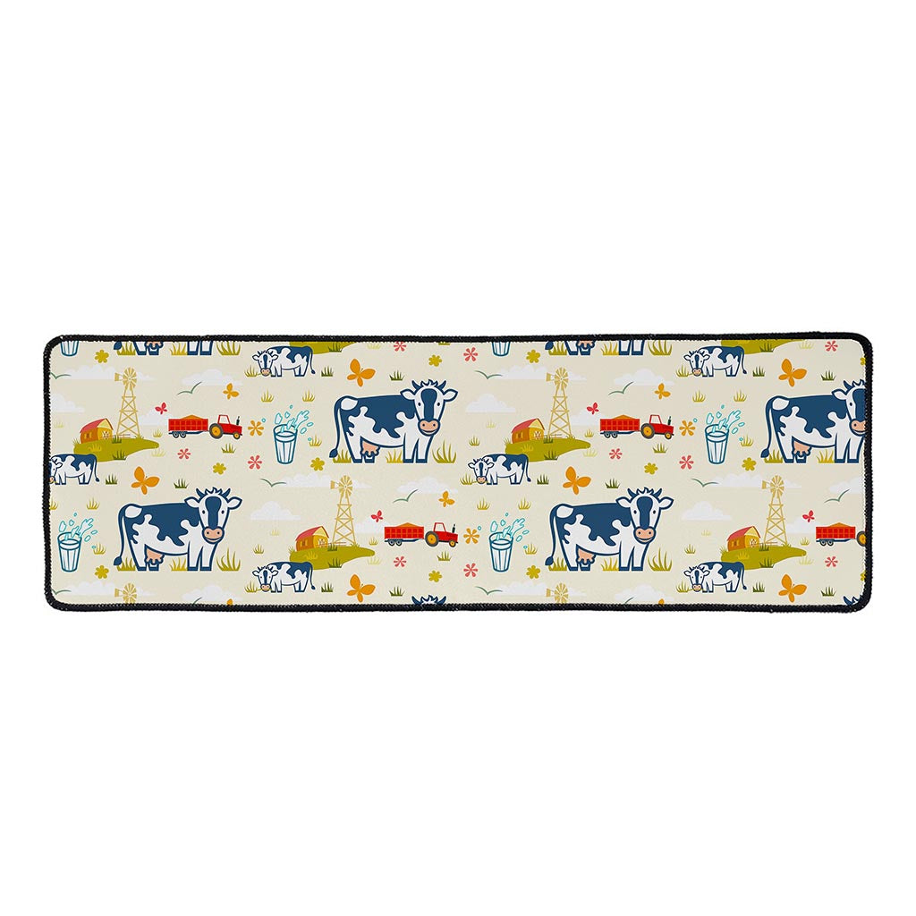 Cartoon Dairy Cow Farm Pattern Print Long Kitchen Mat