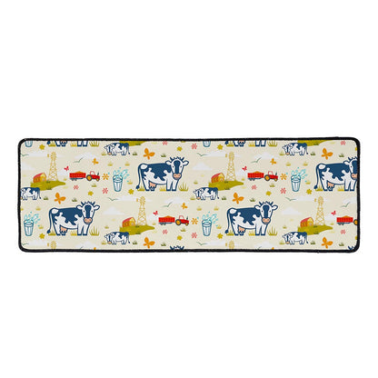 Cartoon Dairy Cow Farm Pattern Print Long Kitchen Mat