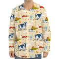 Cartoon Dairy Cow Farm Pattern Print Long Sleeve Baseball Jersey